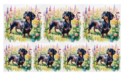 DecoCraft - Scenic Tiles Series - Watercolor Pets - Dachshund - Black