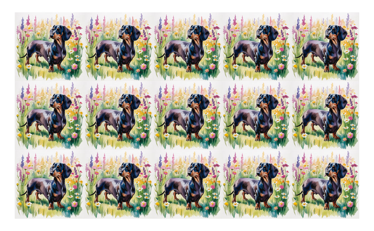 DecoCraft - Scenic Tiles Series - Watercolor Pets - Dachshund - Black