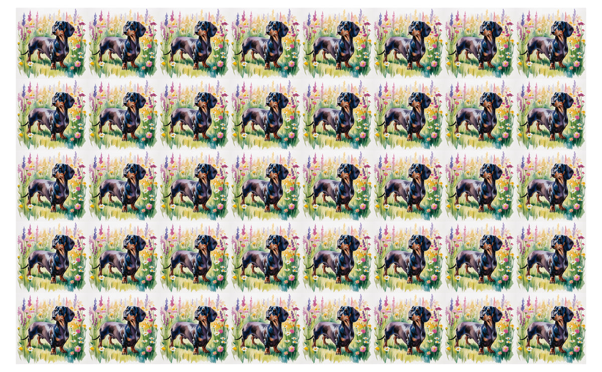 DecoCraft - Scenic Tiles Series - Watercolor Pets - Dachshund - Black