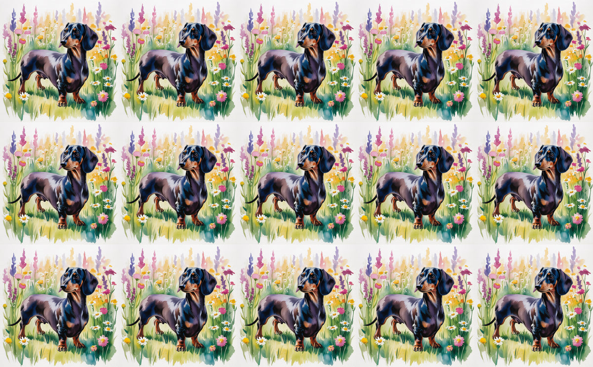 DecoCraft - Scenic Tiles Series - Watercolor Pets - Dachshund - Black