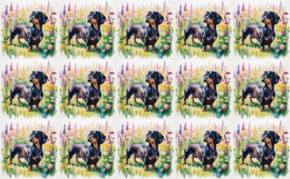 DecoCraft - Scenic Tiles Series - Watercolor Pets - Dachshund - Black