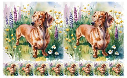 DecoCraft - Scenic Tiles Series - Watercolor Pets - Dachshund - Brown
