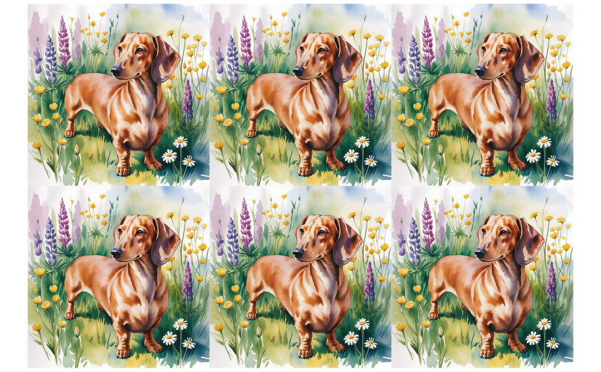 DecoCraft - Scenic Tiles Series - Watercolor Pets - Dachshund - Brown