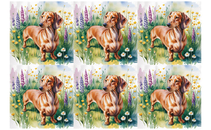 DecoCraft - Scenic Tiles Series - Watercolor Pets - Dachshund - Brown