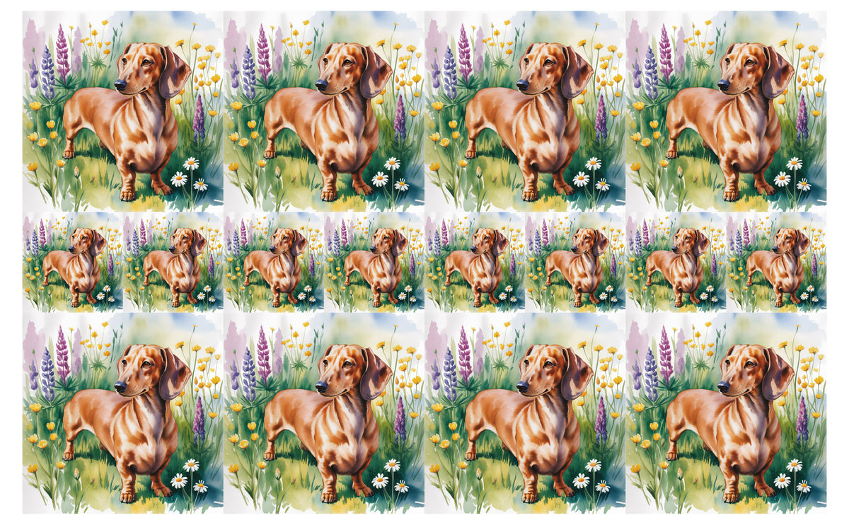 DecoCraft - Scenic Tiles Series - Watercolor Pets - Dachshund - Brown