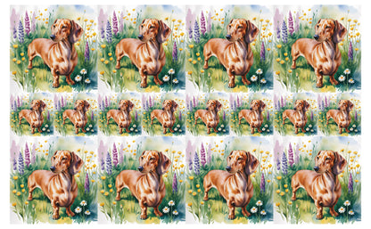 DecoCraft - Scenic Tiles Series - Watercolor Pets - Dachshund - Brown