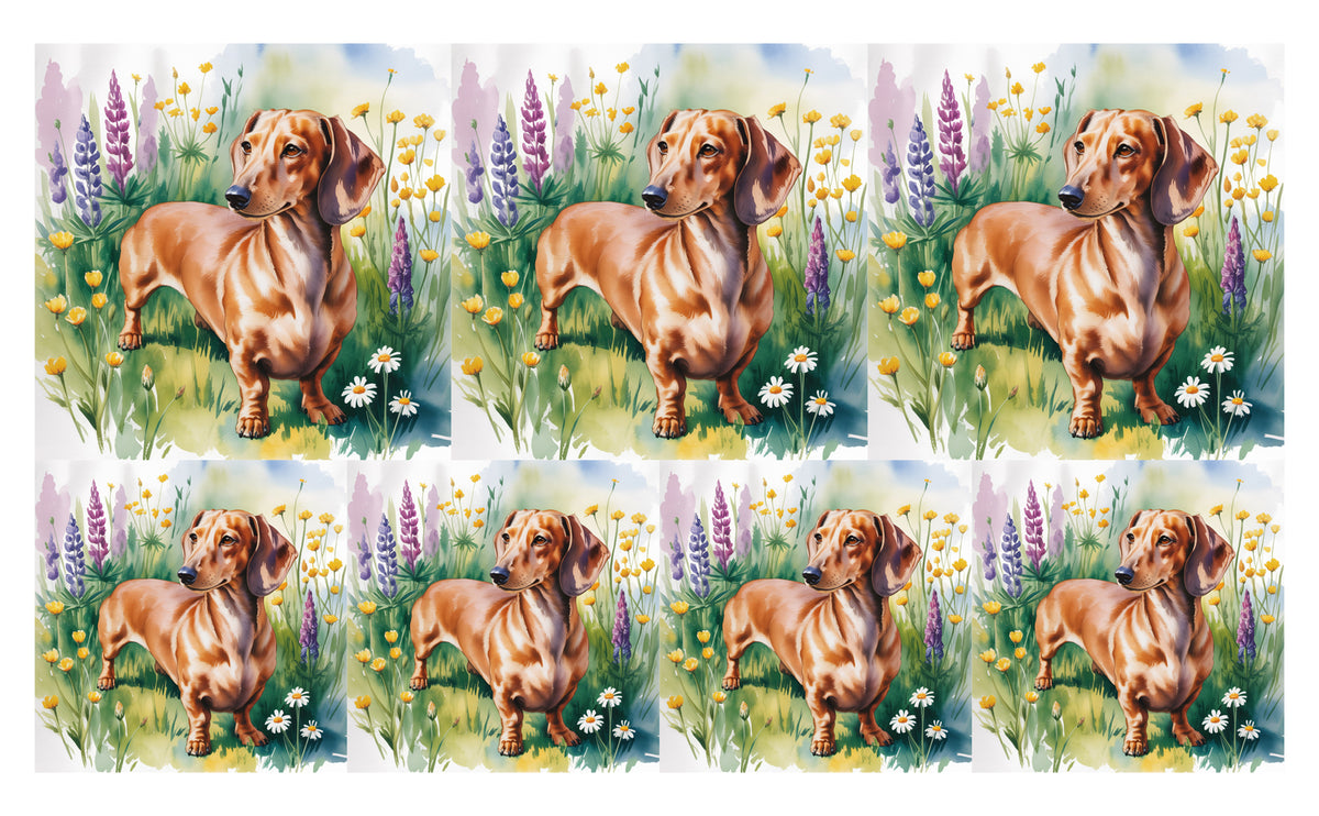 DecoCraft - Scenic Tiles Series - Watercolor Pets - Dachshund - Brown