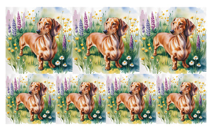 DecoCraft - Scenic Tiles Series - Watercolor Pets - Dachshund - Brown