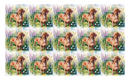 DecoCraft - Scenic Tiles Series - Watercolor Pets - Dachshund - Brown