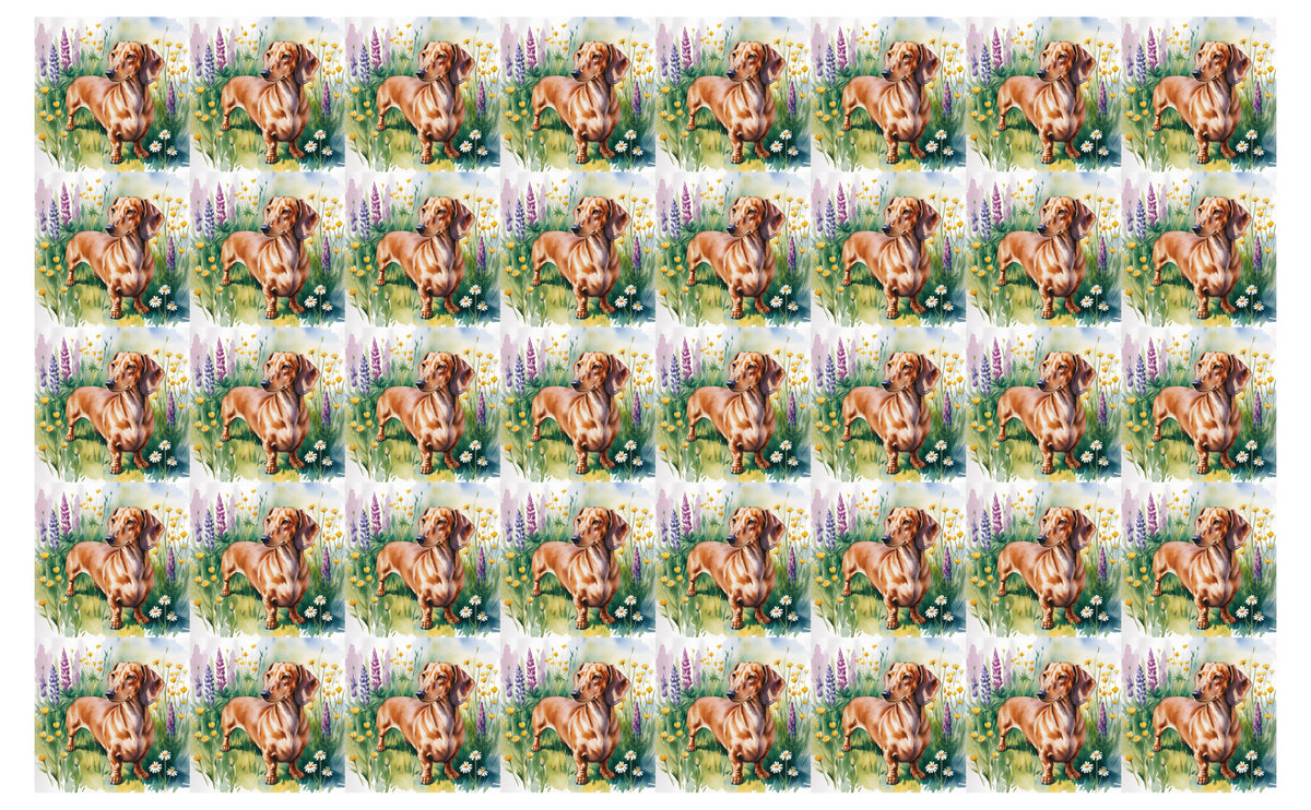 DecoCraft - Scenic Tiles Series - Watercolor Pets - Dachshund - Brown