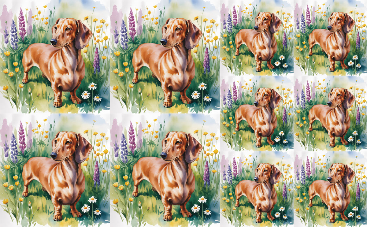 DecoCraft - Scenic Tiles Series - Watercolor Pets - Dachshund - Brown