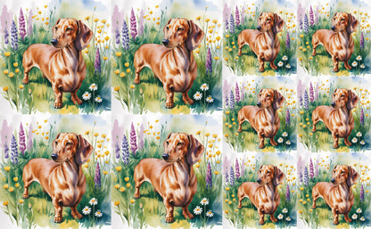 DecoCraft - Scenic Tiles Series - Watercolor Pets - Dachshund - Brown