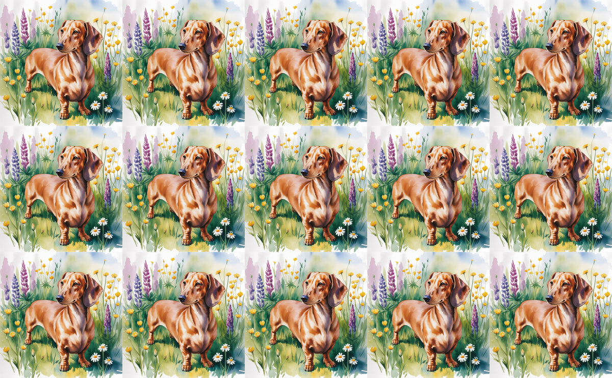 DecoCraft - Scenic Tiles Series - Watercolor Pets - Dachshund - Brown