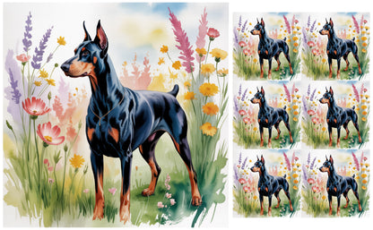 DecoCraft - Scenic Tiles Series - Watercolor Pets - Doberman