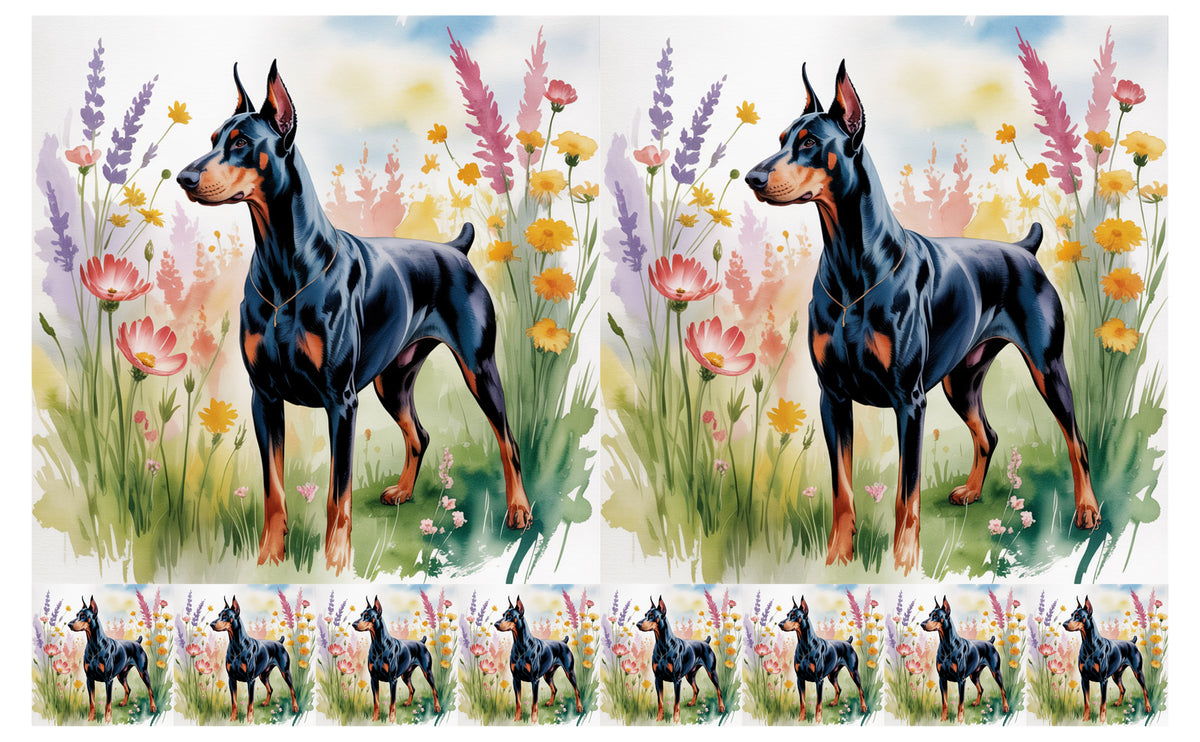 DecoCraft - Scenic Tiles Series - Watercolor Pets - Doberman