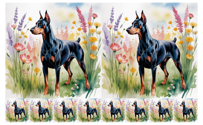 DecoCraft - Scenic Tiles Series - Watercolor Pets - Doberman