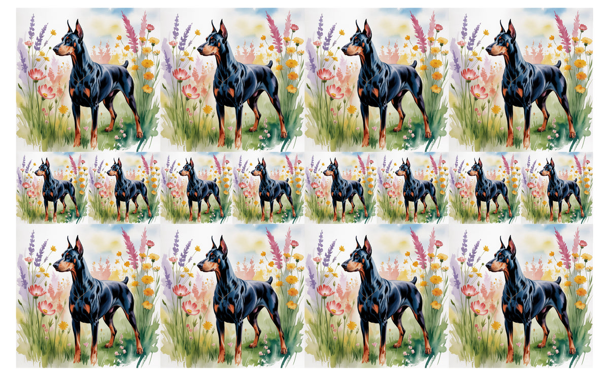 DecoCraft - Scenic Tiles Series - Watercolor Pets - Doberman
