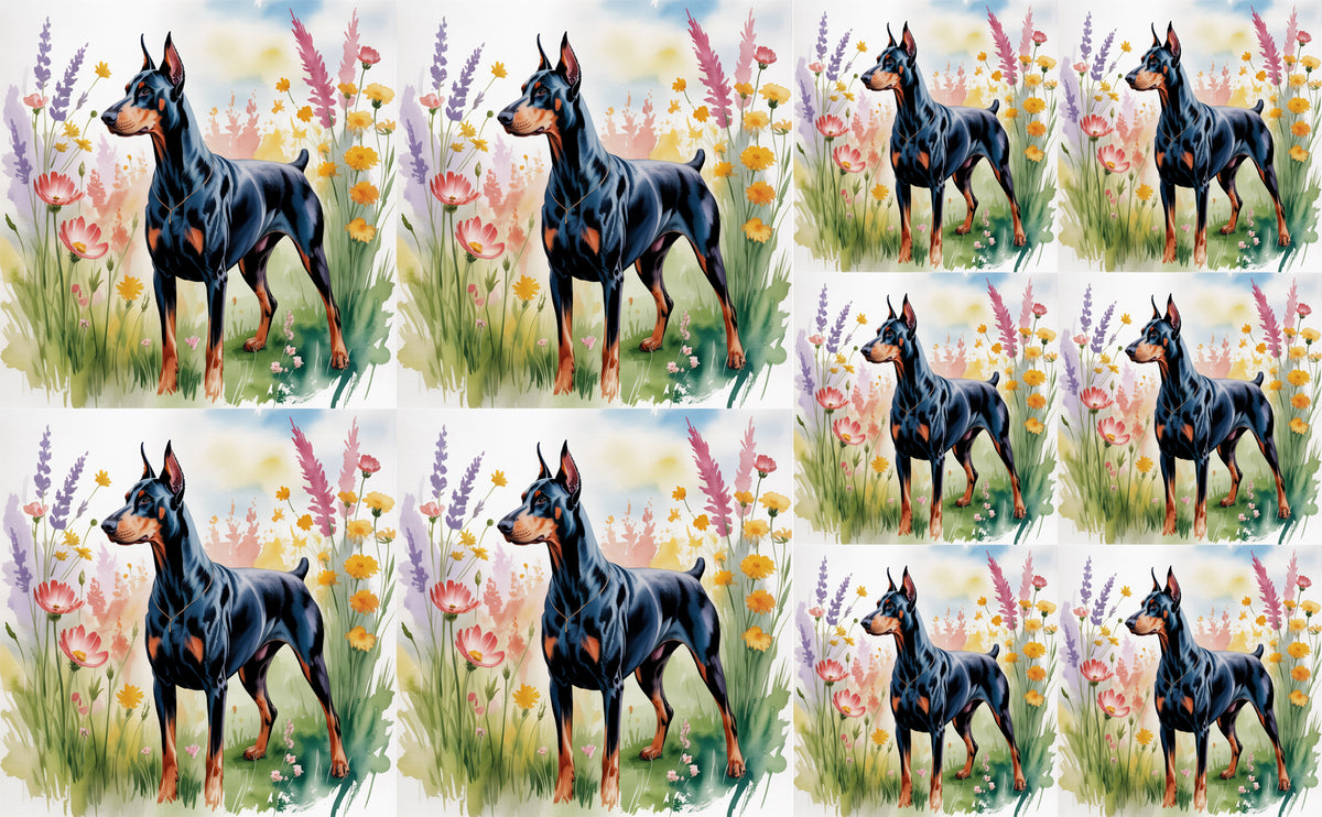 DecoCraft - Scenic Tiles Series - Watercolor Pets - Doberman