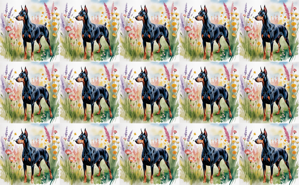 DecoCraft - Scenic Tiles Series - Watercolor Pets - Doberman