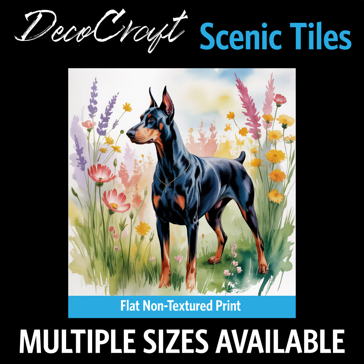 DecoCraft - Scenic Tiles Series - Watercolor Pets - Doberman