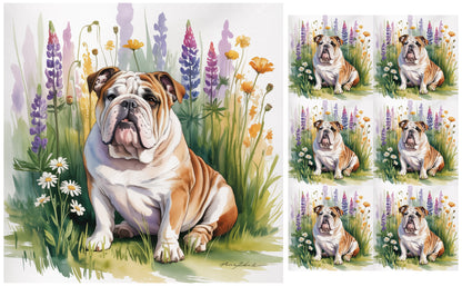 DecoCraft - Scenic Tiles Series - Watercolor Pets - English Bulldog