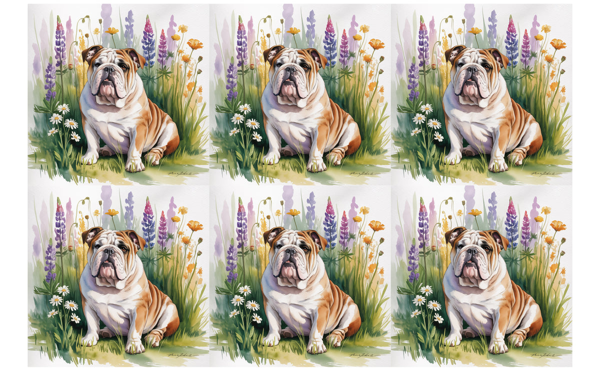 DecoCraft - Scenic Tiles Series - Watercolor Pets - English Bulldog