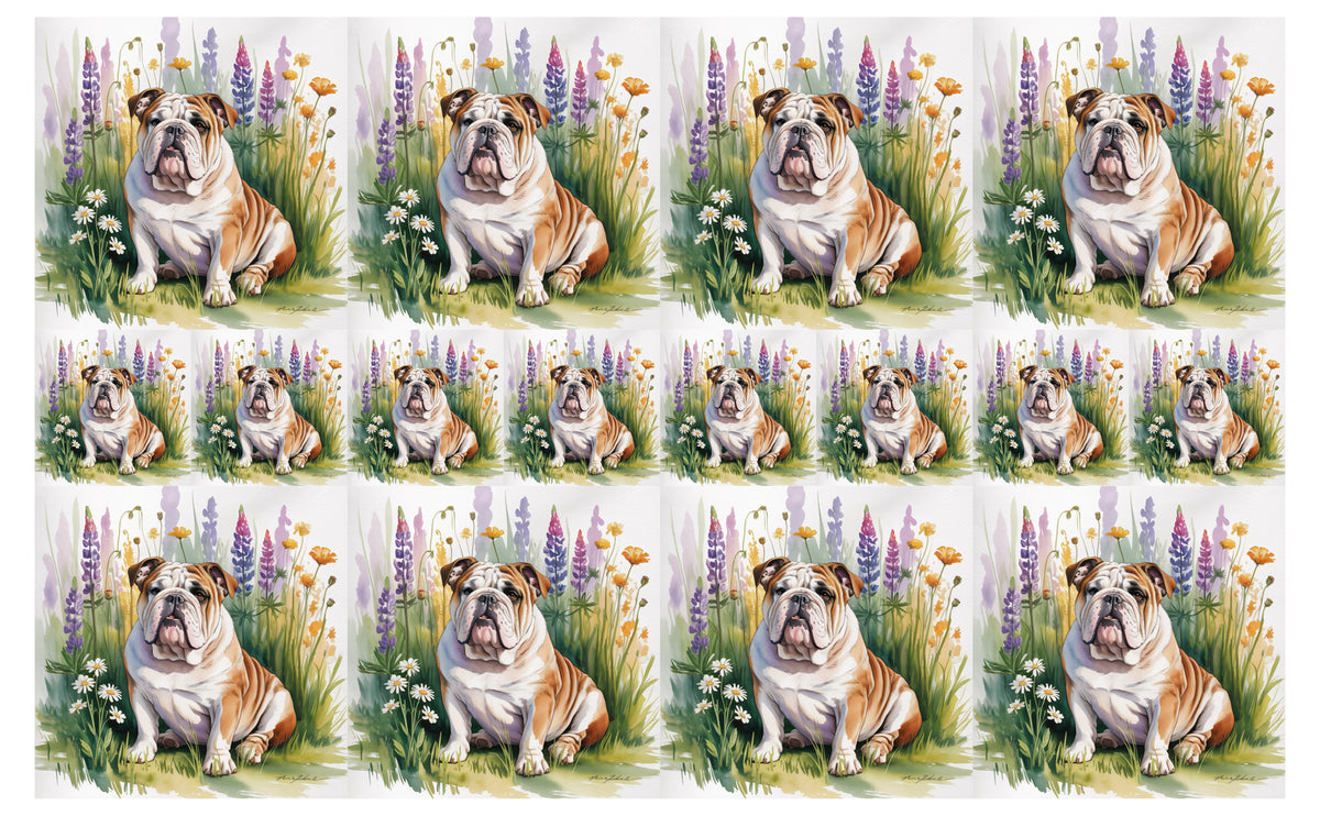 DecoCraft - Scenic Tiles Series - Watercolor Pets - English Bulldog