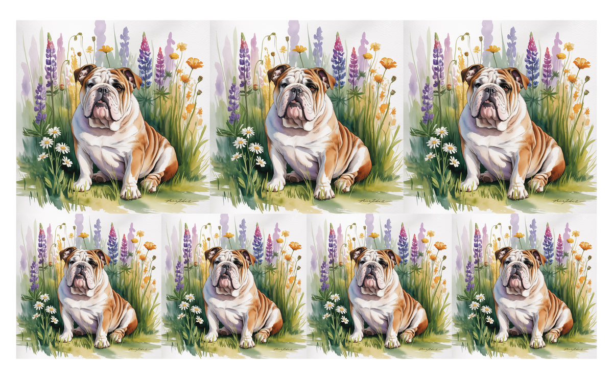 DecoCraft - Scenic Tiles Series - Watercolor Pets - English Bulldog