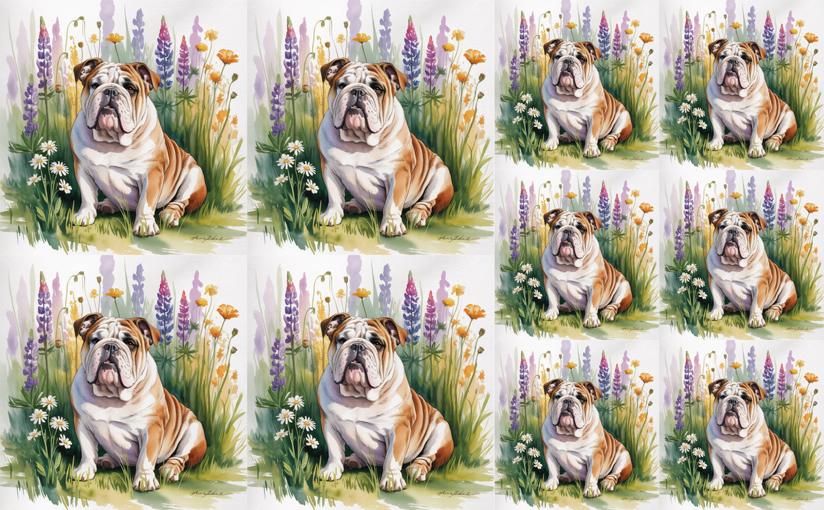 DecoCraft - Scenic Tiles Series - Watercolor Pets - English Bulldog