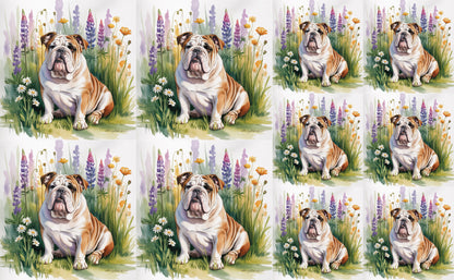 DecoCraft - Scenic Tiles Series - Watercolor Pets - English Bulldog