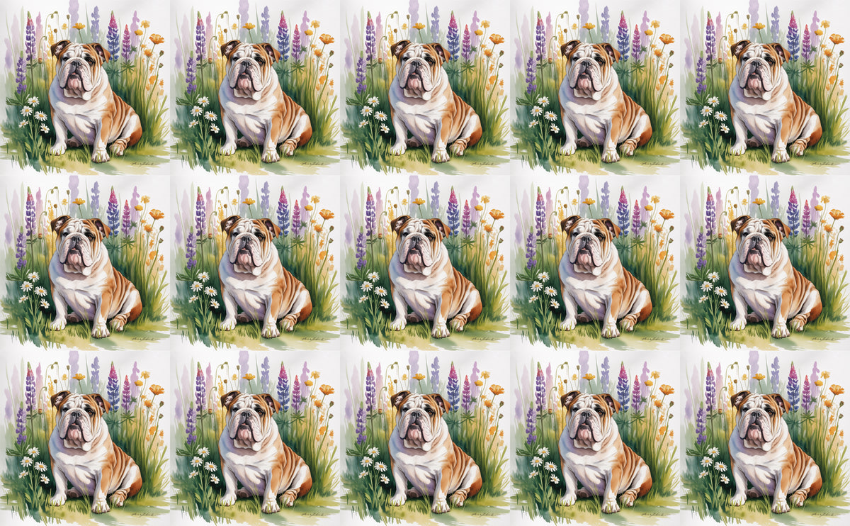 DecoCraft - Scenic Tiles Series - Watercolor Pets - English Bulldog