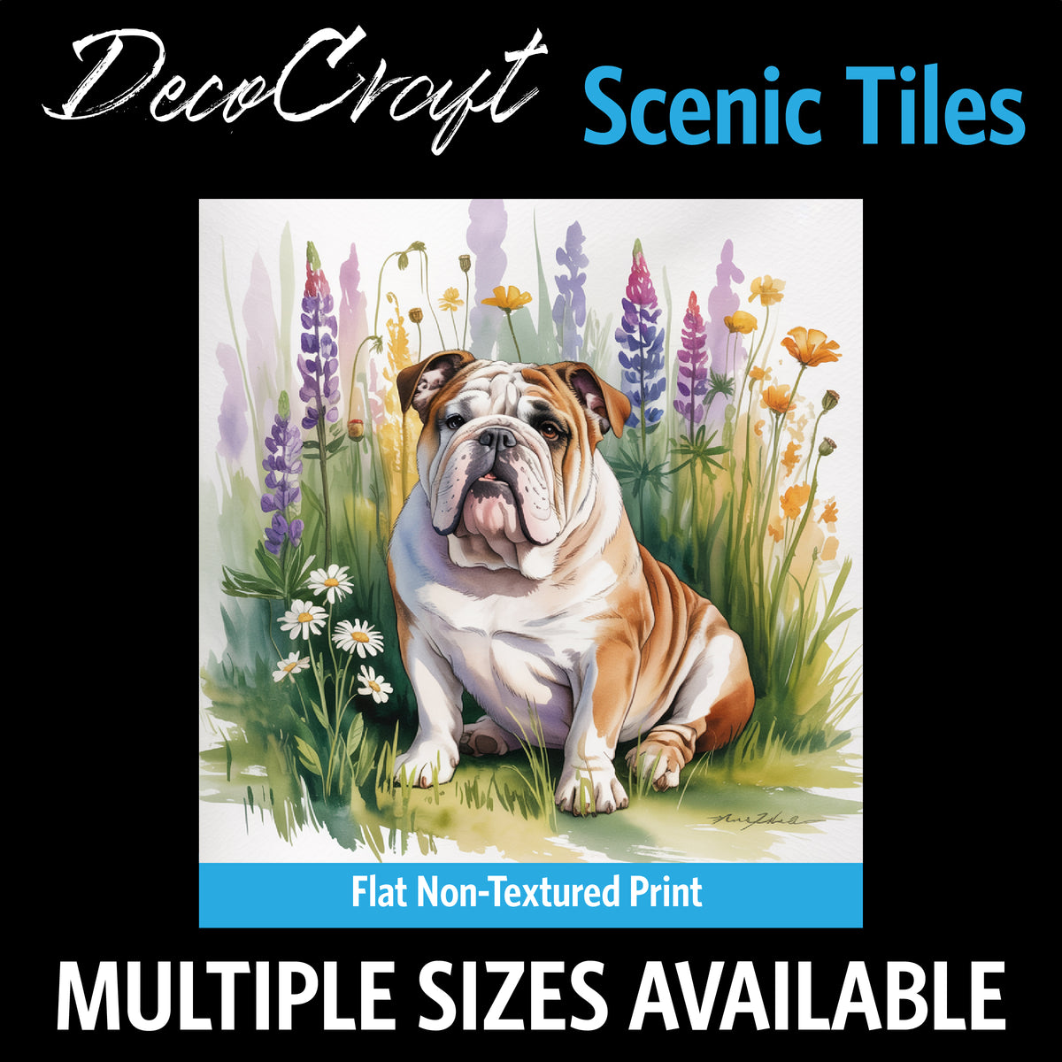 DecoCraft - Scenic Tiles Series - Watercolor Pets - English Bulldog