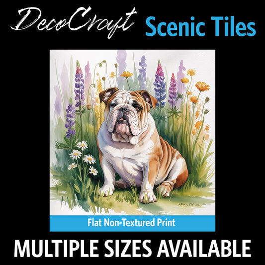 DecoCraft - Scenic Tiles Series - Watercolor Pets - English Bulldog