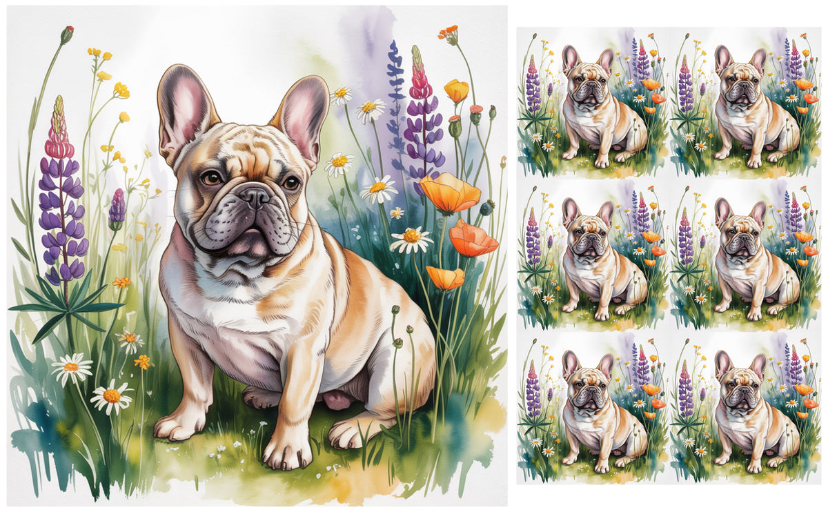 DecoCraft - Scenic Tiles Series - Watercolor Pets - French Bulldog