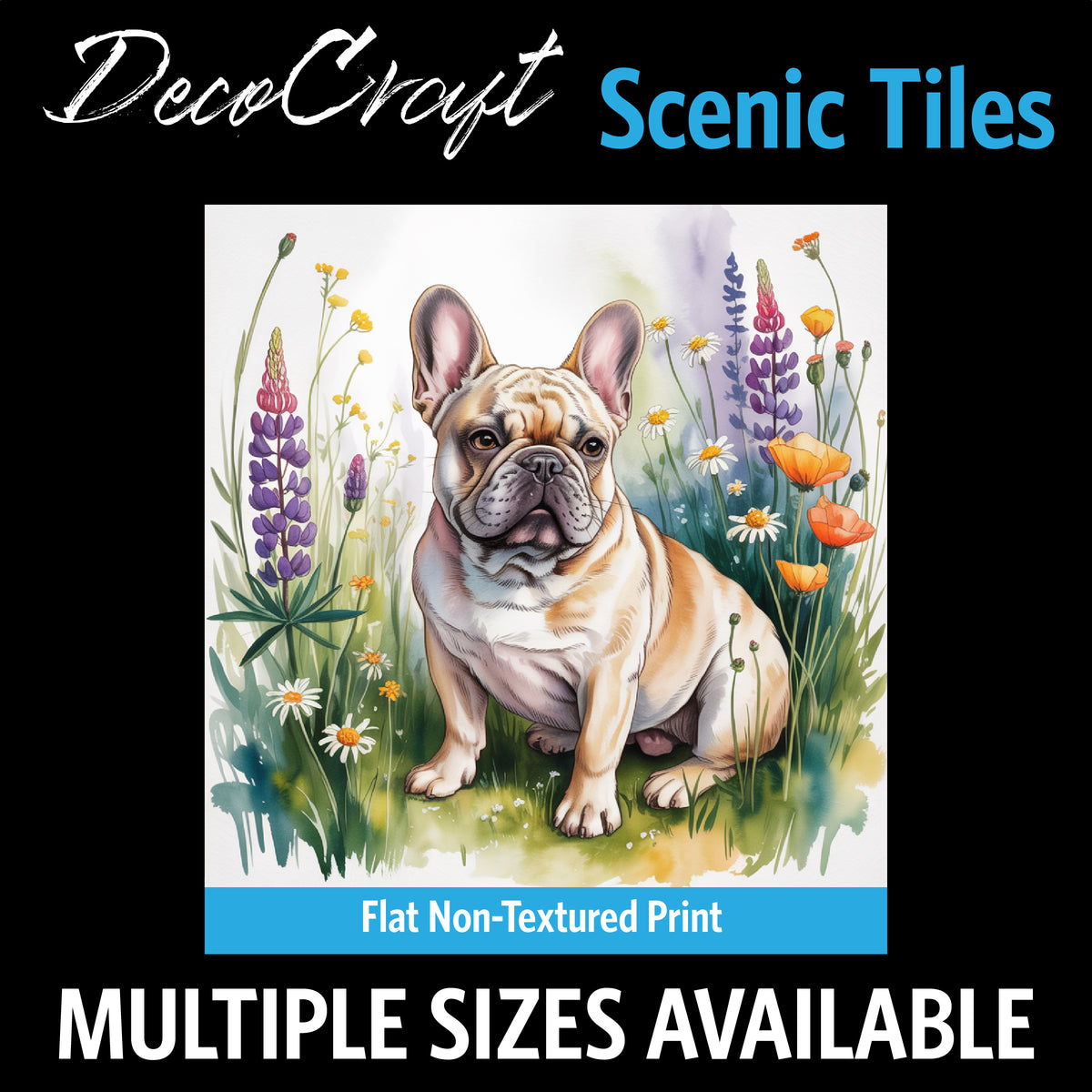 DecoCraft - Scenic Tiles Series - Watercolor Pets - French Bulldog
