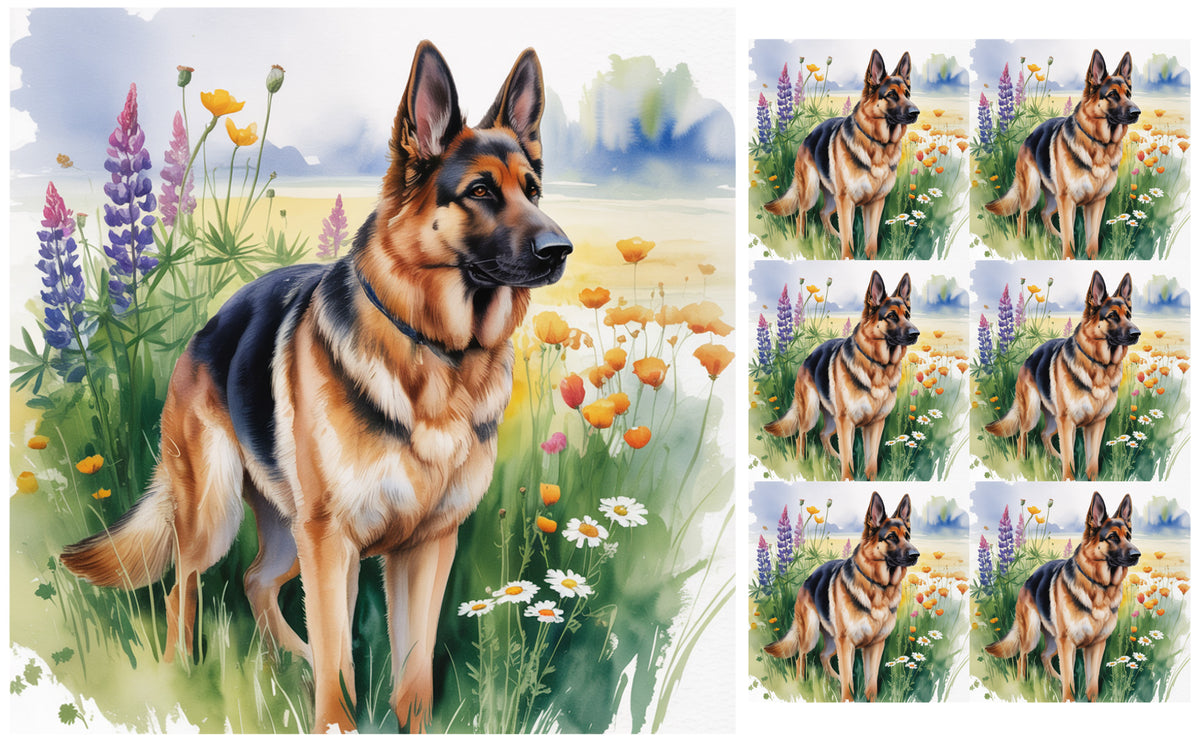 DecoCraft - Scenic Tiles Series - Watercolor Pets - German Shepherd