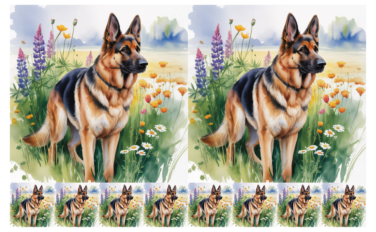 DecoCraft - Scenic Tiles Series - Watercolor Pets - German Shepherd