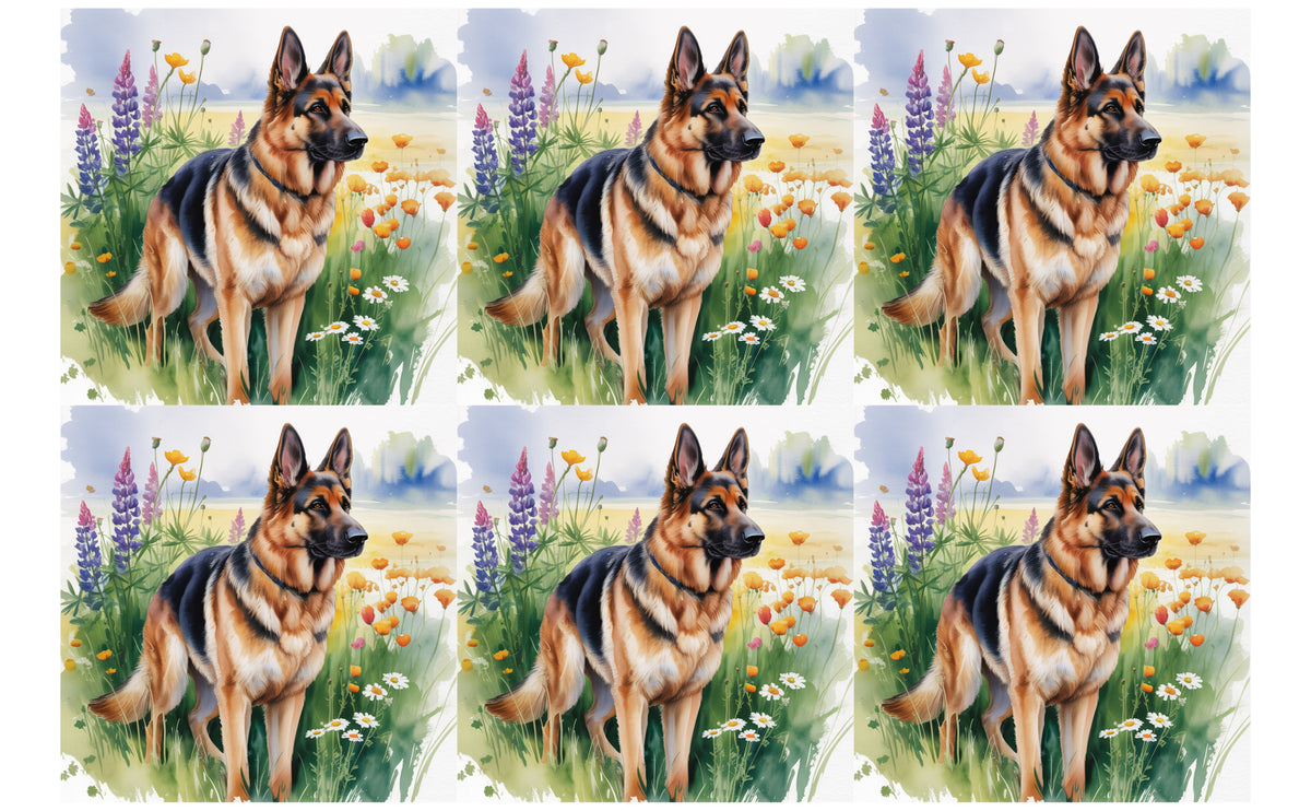 DecoCraft - Scenic Tiles Series - Watercolor Pets - German Shepherd