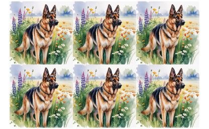 DecoCraft - Scenic Tiles Series - Watercolor Pets - German Shepherd