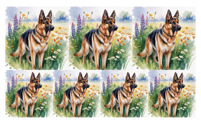DecoCraft - Scenic Tiles Series - Watercolor Pets - German Shepherd