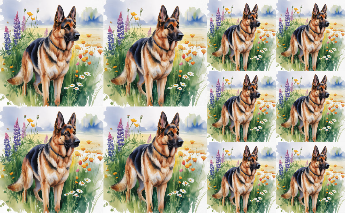 DecoCraft - Scenic Tiles Series - Watercolor Pets - German Shepherd