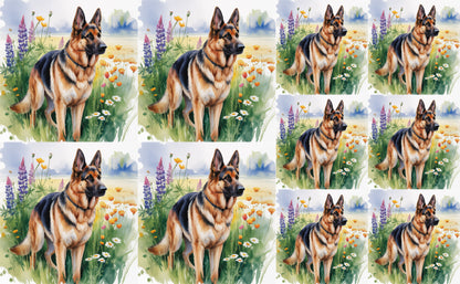 DecoCraft - Scenic Tiles Series - Watercolor Pets - German Shepherd