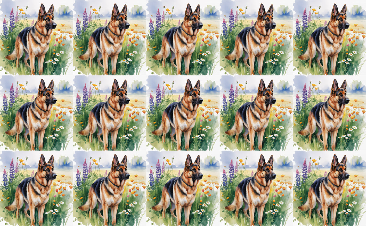 DecoCraft - Scenic Tiles Series - Watercolor Pets - German Shepherd
