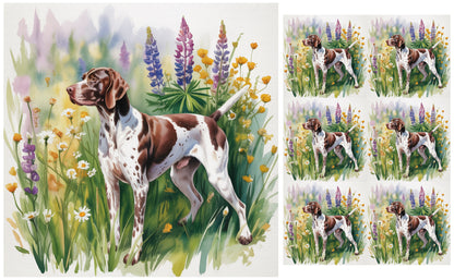 DecoCraft - Scenic Tiles Series - Watercolor Pets - German Shorthaired Pointer