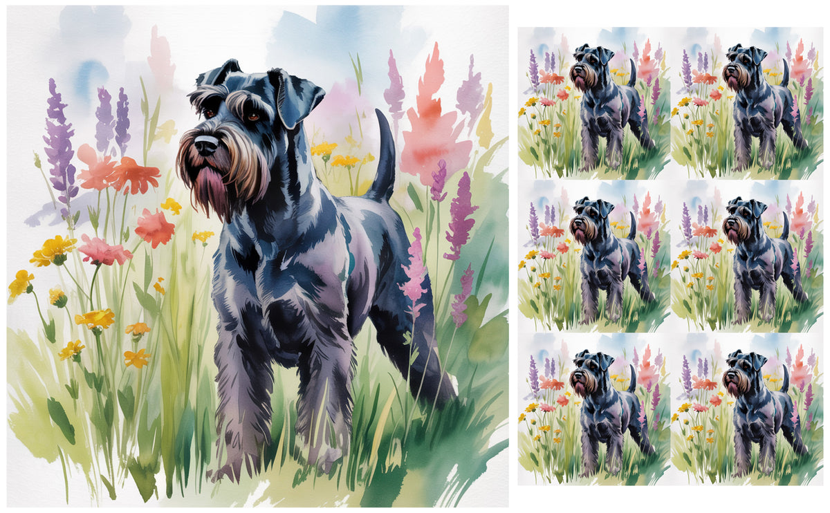 DecoCraft - Scenic Tiles Series - Watercolor Pets - Giant Schnauzer