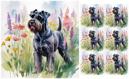 DecoCraft - Scenic Tiles Series - Watercolor Pets - Giant Schnauzer