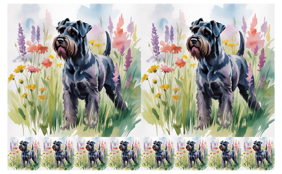 DecoCraft - Scenic Tiles Series - Watercolor Pets - Giant Schnauzer