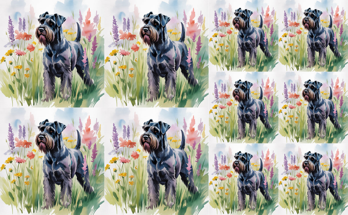 DecoCraft - Scenic Tiles Series - Watercolor Pets - Giant Schnauzer