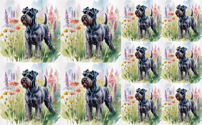 DecoCraft - Scenic Tiles Series - Watercolor Pets - Giant Schnauzer