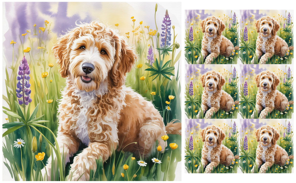 DecoCraft - Scenic Tiles Series - Watercolor Pets - Golden Doodle